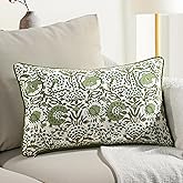 CPC Agate Green 100% Cotton Block Print Sham Cover 12x20 inch, Handmade Boho Floral Pillowcase, Farmhouse Cottagecore Bedding, Soft Decorative Cushion Cover for Bedroom Décor