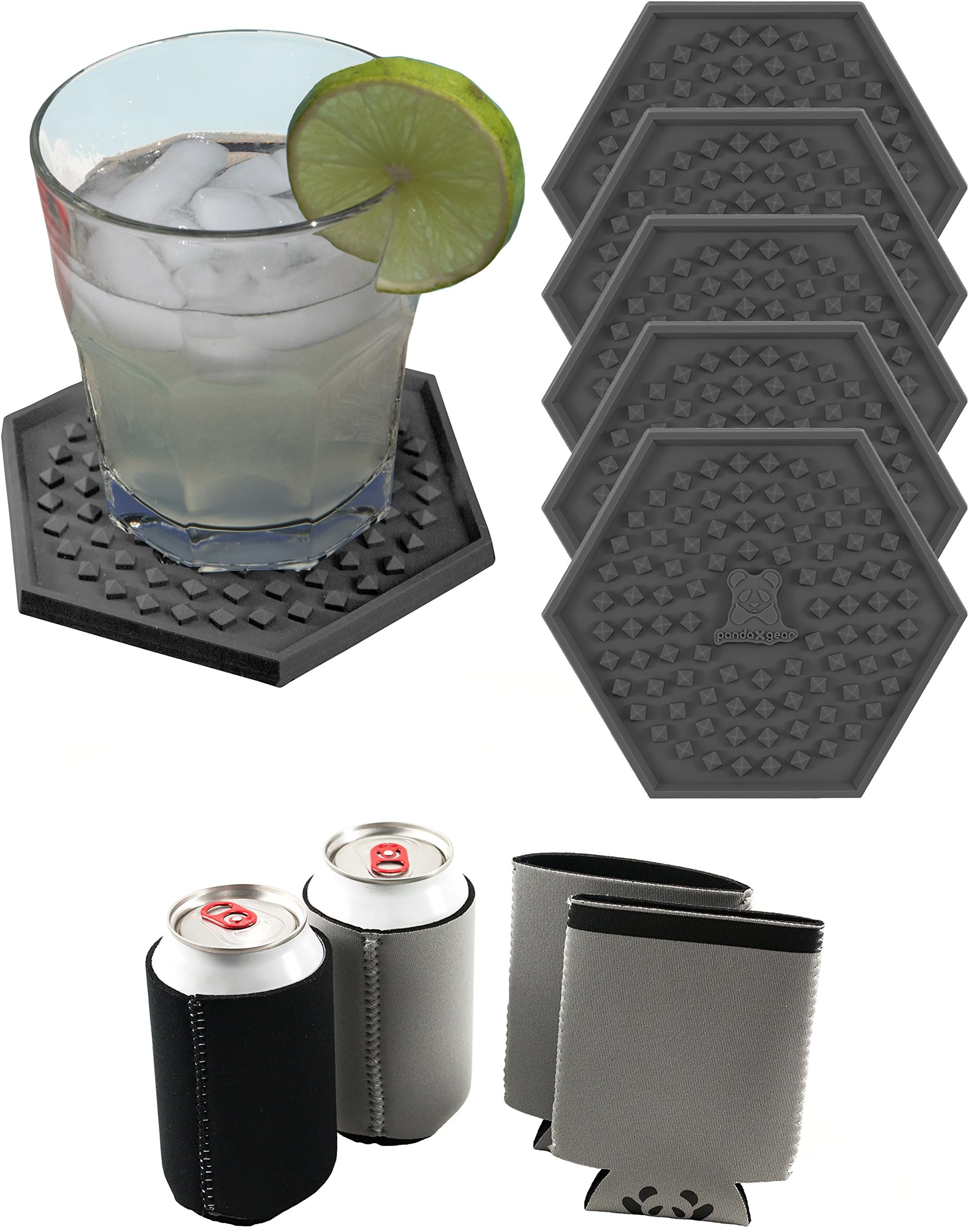 “Multipurpose Non-slip Heat Resistant Coaster Set Eco-friendly Food Grade Silicone – use as food/drink coaster, pan handle and jar opener” GRAY