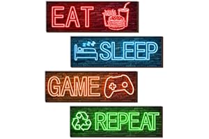 UBTKEY 4 Pieces Game Room Decor for Boys, Gamer Room Decor for Boys, Wooden Gaming Sign Gaming Room Decorations for Men Boys Room Bedroom Wall Decor, 13 x 4.3 Inch