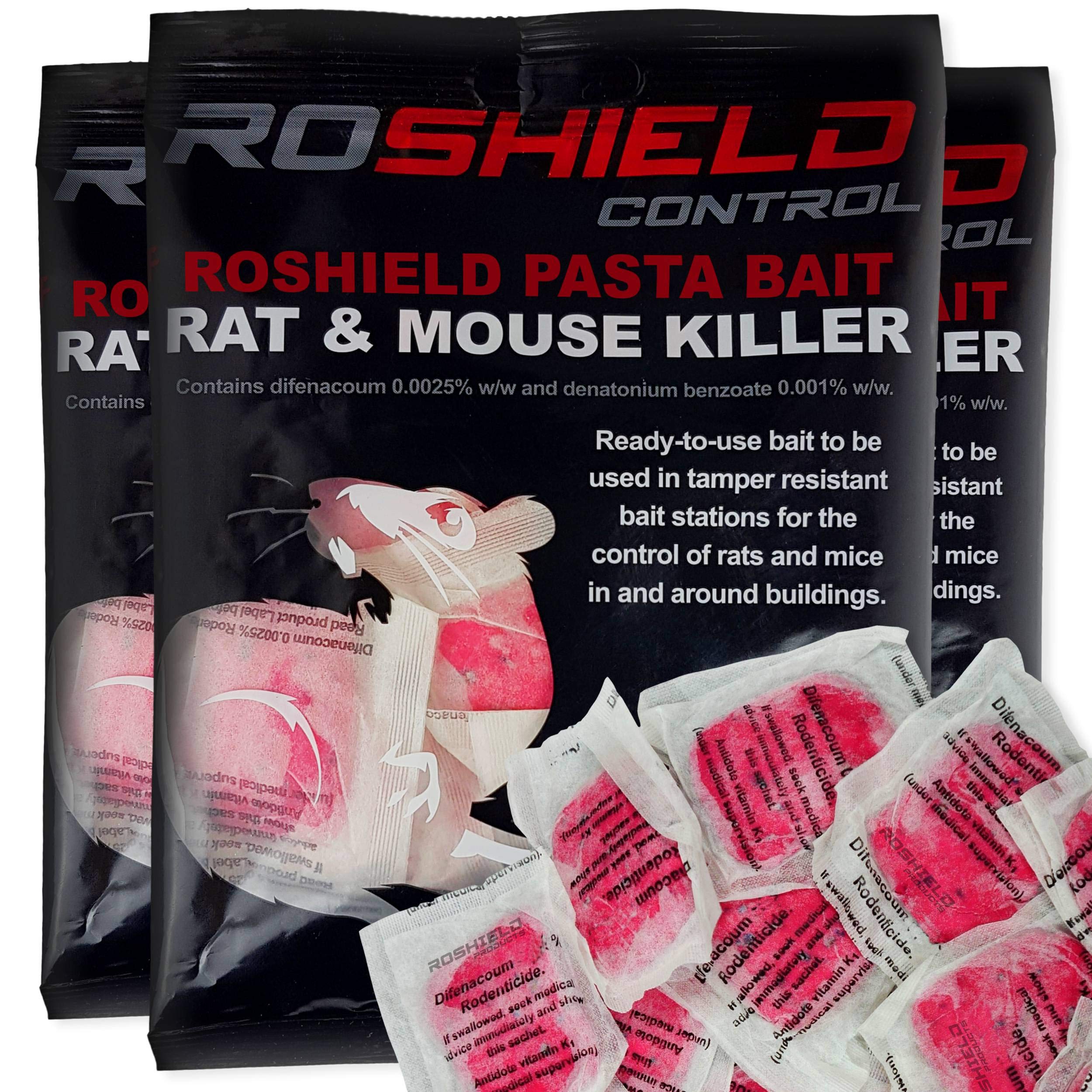 ROSHIELD 1kg Mouse & Rat Killer Pasta Poison Sachets - Strongest Available Online - Fast Rodent Control Home & Garden