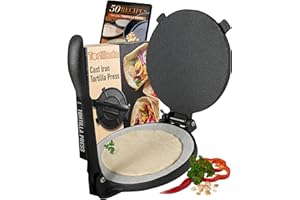 Tortillada – Tortilla Press, Quesadilla/Roti Maker (25 cm) Cast Iron with Recipes E-Book 50 Tortilla Recipes