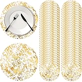 100 Pcs Disposable Gold Placemats Set, 13 Inch Metallic Round Foil Mesh Pressed Table Doilies, Gold Round Placemats Bulk for Wedding, Birthday Party, Christmas and Halloween, Ultra-Thin