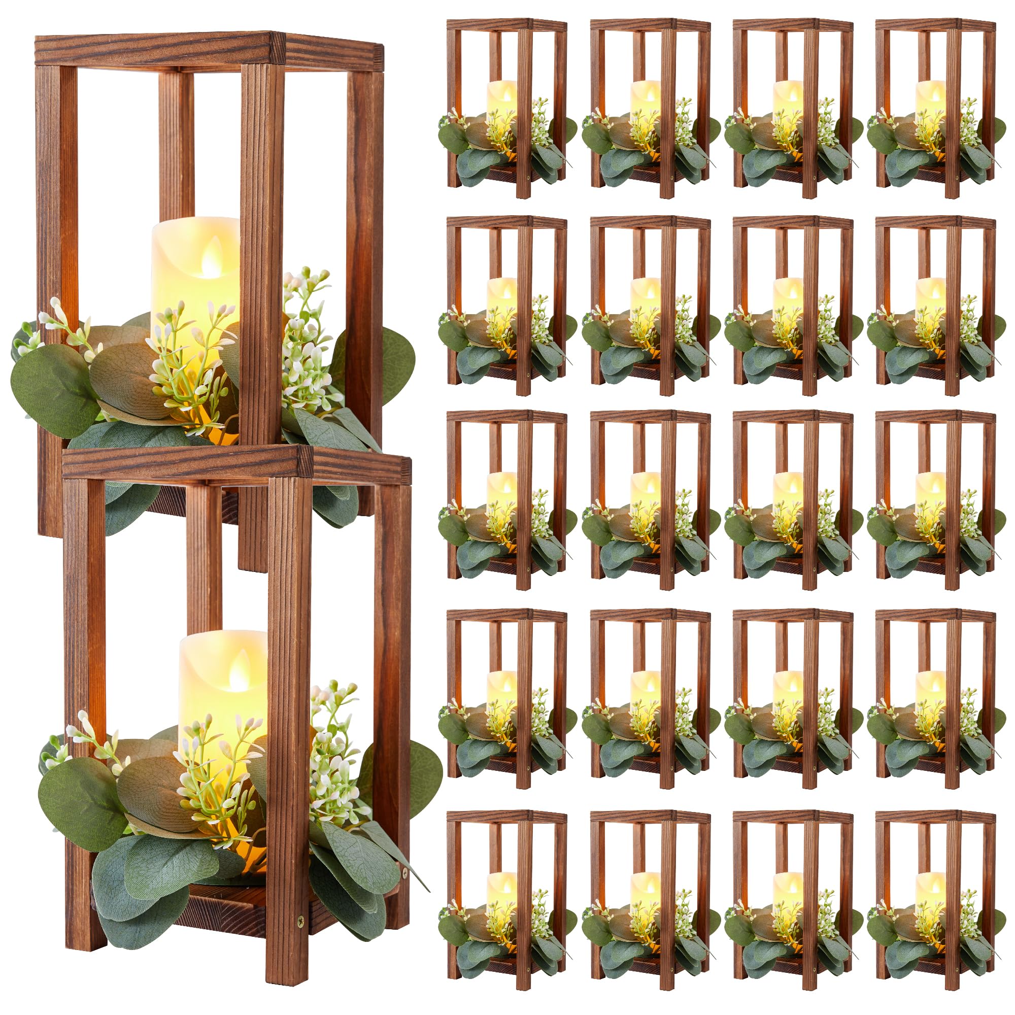Photo 1 of Neoflavie 20 Set Wooden Wedding Lantern Centerpiece, Lantern Candle Holder for Farmhouse Candle Lantern for Table Fireplace, Perfect for Table Decoration & Country Barn Weddings(No Candles & Flowers)