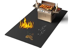 Lancryen 2025 Thickened 31 x 48 inch Under Grill Mat for Outdoor and Indoor, Double-Sided Fireproof Grill Pad, Indoor Fireplace/Fire Pit Mat, Oil-Proof Waterproof BBQ Protector for Decks and Patios