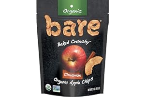 Bare Organic Apple Chips, Cinnamon, Gluten Free + Baked, Multi Serve Bag, 3 Oz,Pack of 1