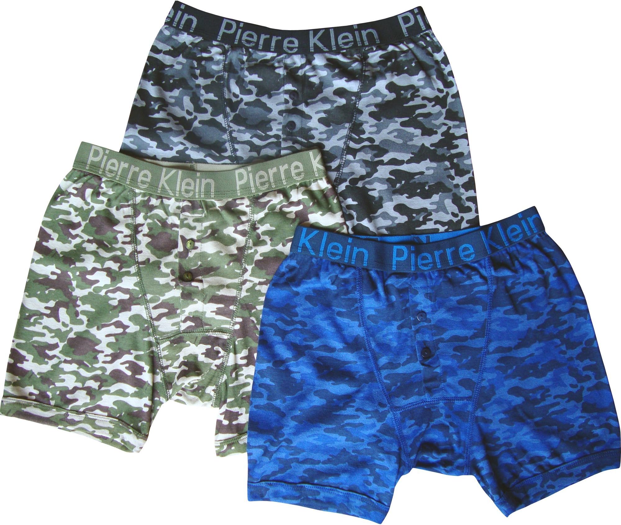 Pierre Klein Men's Fitted Soft Elasticated Camouflage Boxer Shorts (3 Pair Multi Pack)