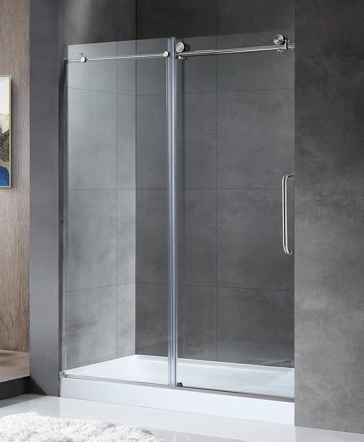 ANZZI Madam 76 x 60 inch Frameless Sliding Shower Door in Brushed