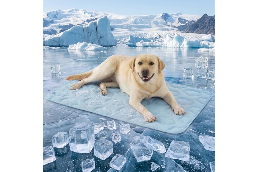 LE SURE Dog Cooling Mat for Extra Large Dogs -Q-Max>0.5 XL Breathable Thin Cool Crate Pad with Chill Cold Fiber and Innovativ