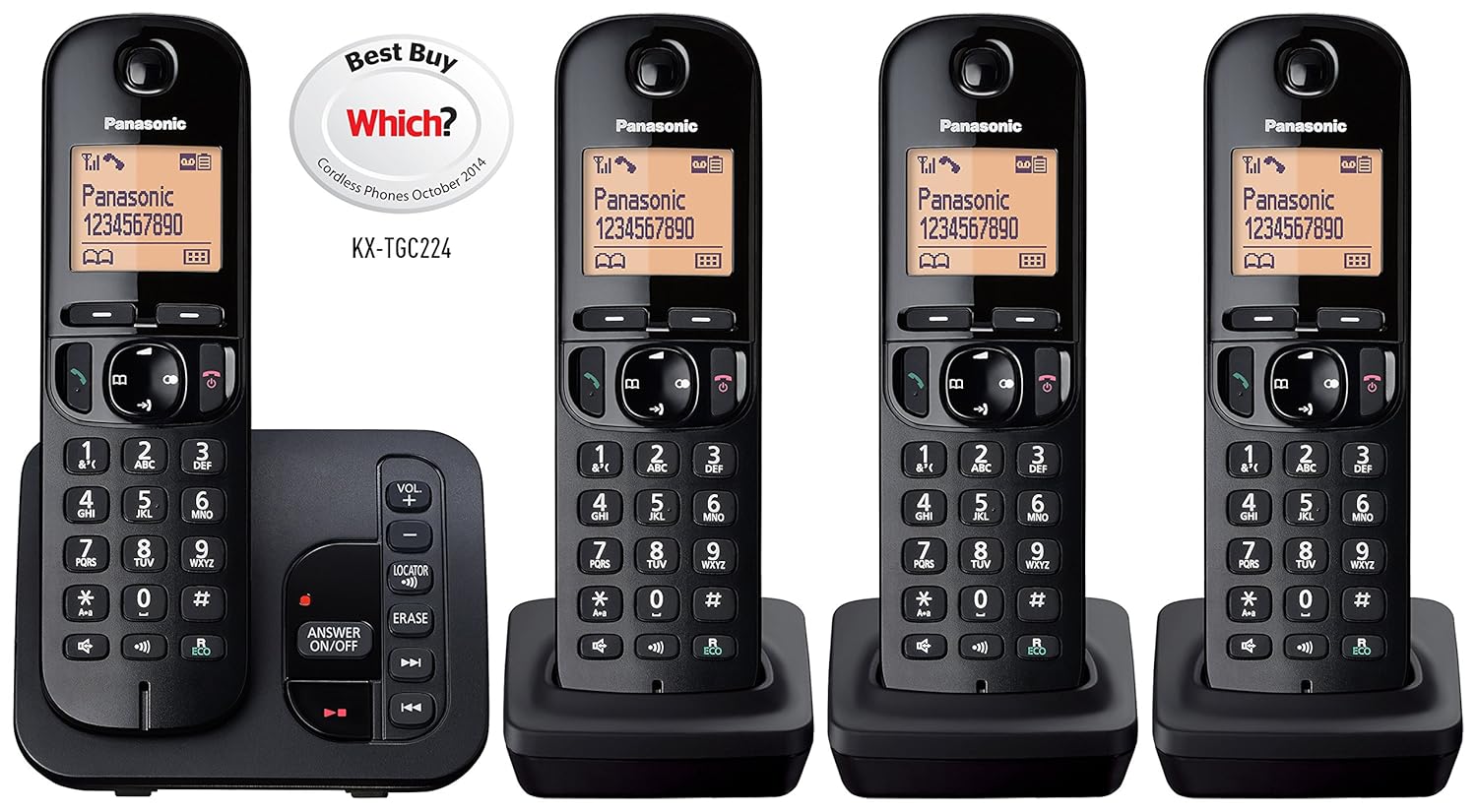4 Digital Cordless DECT Home Telephones Set QUAD Phones Office