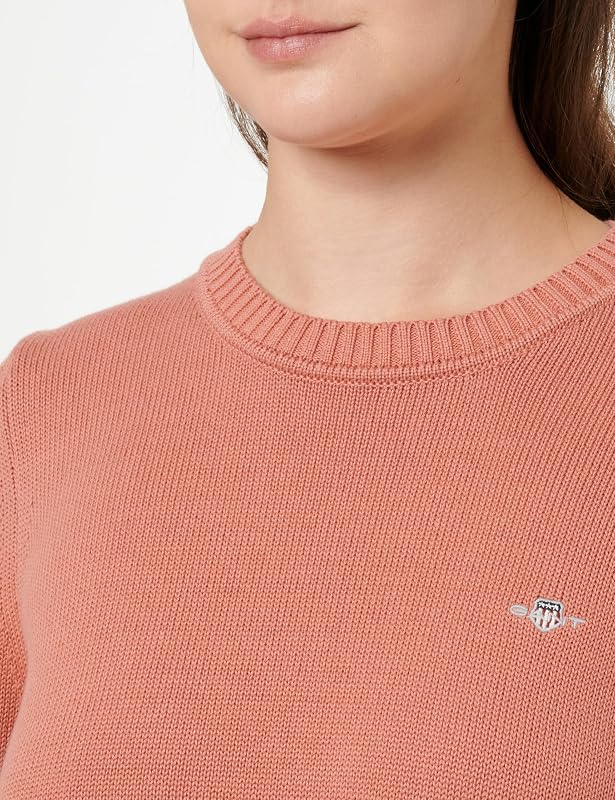 Clásico Algodón C-Neck Suéter Mujer, Ladrillo Desvanecido, M