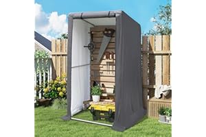 COVERONICS 3' x 3' Outdoor Storage Shelter Shed- Heavy Duty Storage Tent with Roll-up Ventilated Door and Sloping Roof, Portable Storage Tool Shed for Backyard Garden Patio, Gray