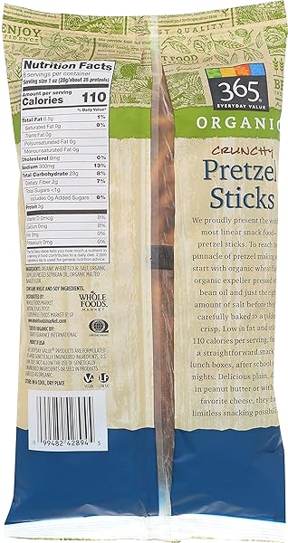 365 EVERYDAY VALUE, ORGANIC CRUNCHY PRETZEL STICKS, 8 OUNCE