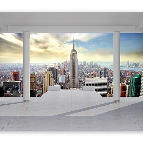 Téléchargement gratuit Images Decomonkey Papier Peint Intisse New York Fenetre 250x175 Cm Trompe dernière salutations