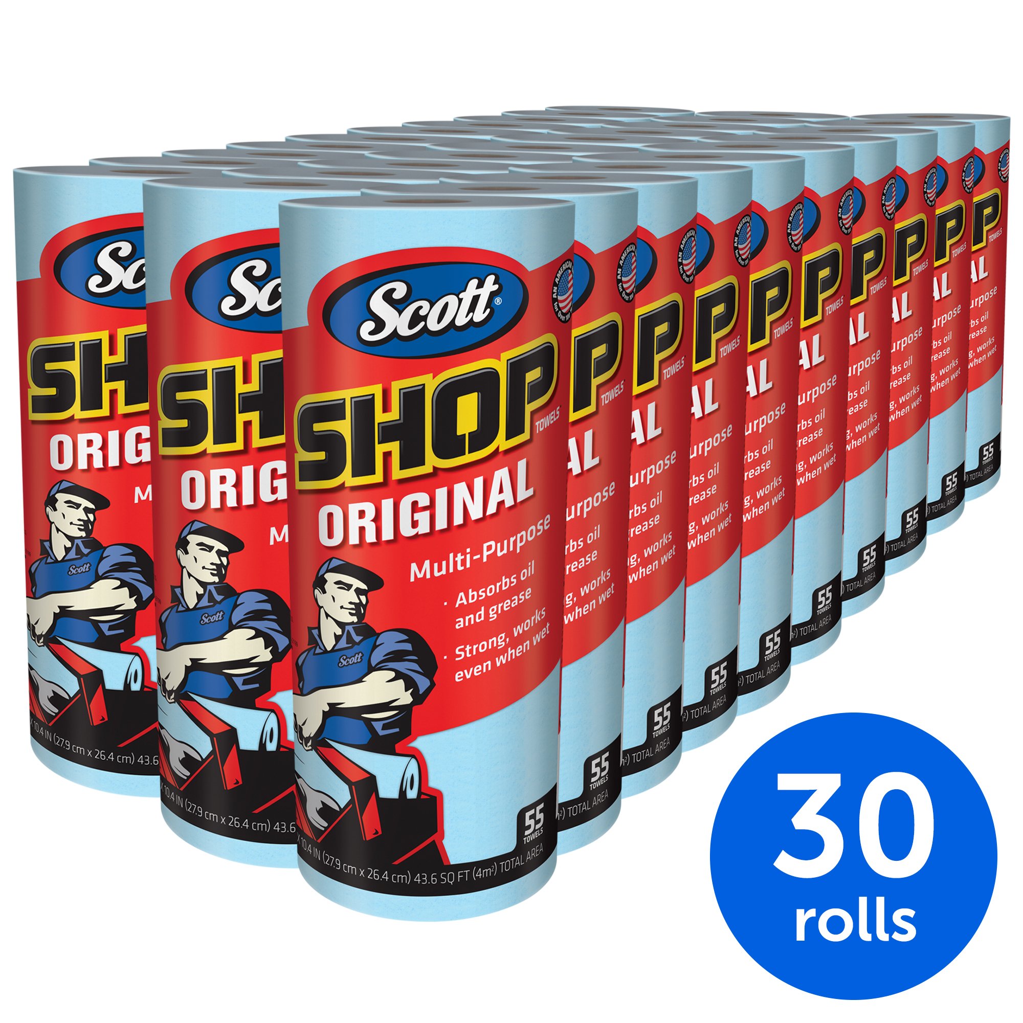 Scott Shop Towels Original (75130), Blue Shop Towels, 1 Roll / Pack, 30