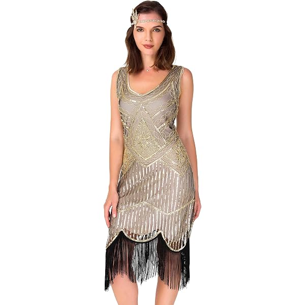 white dresses for beach Vintage 1920s-Style Beaded Chiffon Gown – Very Breezy main image 0