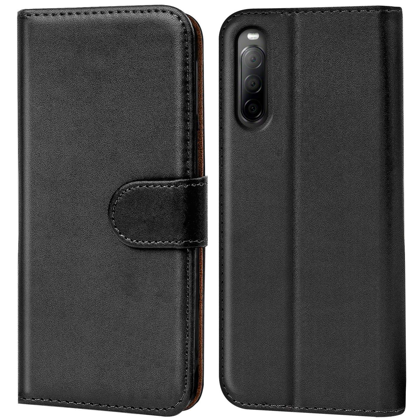 Verco Wallet Case for Sony Xperia 10 III Book Cover with Magnetic Closure compatible with Sony 10 III Flip Case with Card Slots Faux Leather - Black
