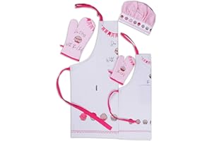 AMOUR INFINI Baking 5-Piece Kitchen Set - Cotton Women's Aprons and Oven Mitts,Kid's Aprons, Oven Mitts