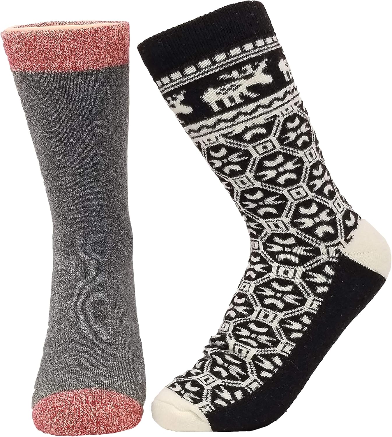 Gaahuu Womens 2pr pack mid weight thermal insulated socks (black moose