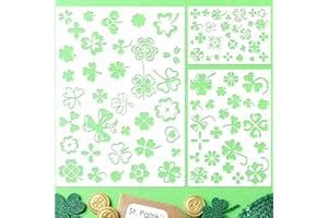 ZONON 3 Pieces St. Patrick's Day Shamrock Stencil Template Shamrock Painting Stencils Reusable Plastic Craft Drawing Stencil Journal Template for Window Glass Wall Door Card Scrapbook Notebook Holiday