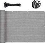 SUNNY GUARD 3'x10' Brown Grey Balcony Privacy Screen Heavy Duty Mesh Windscreen view 8