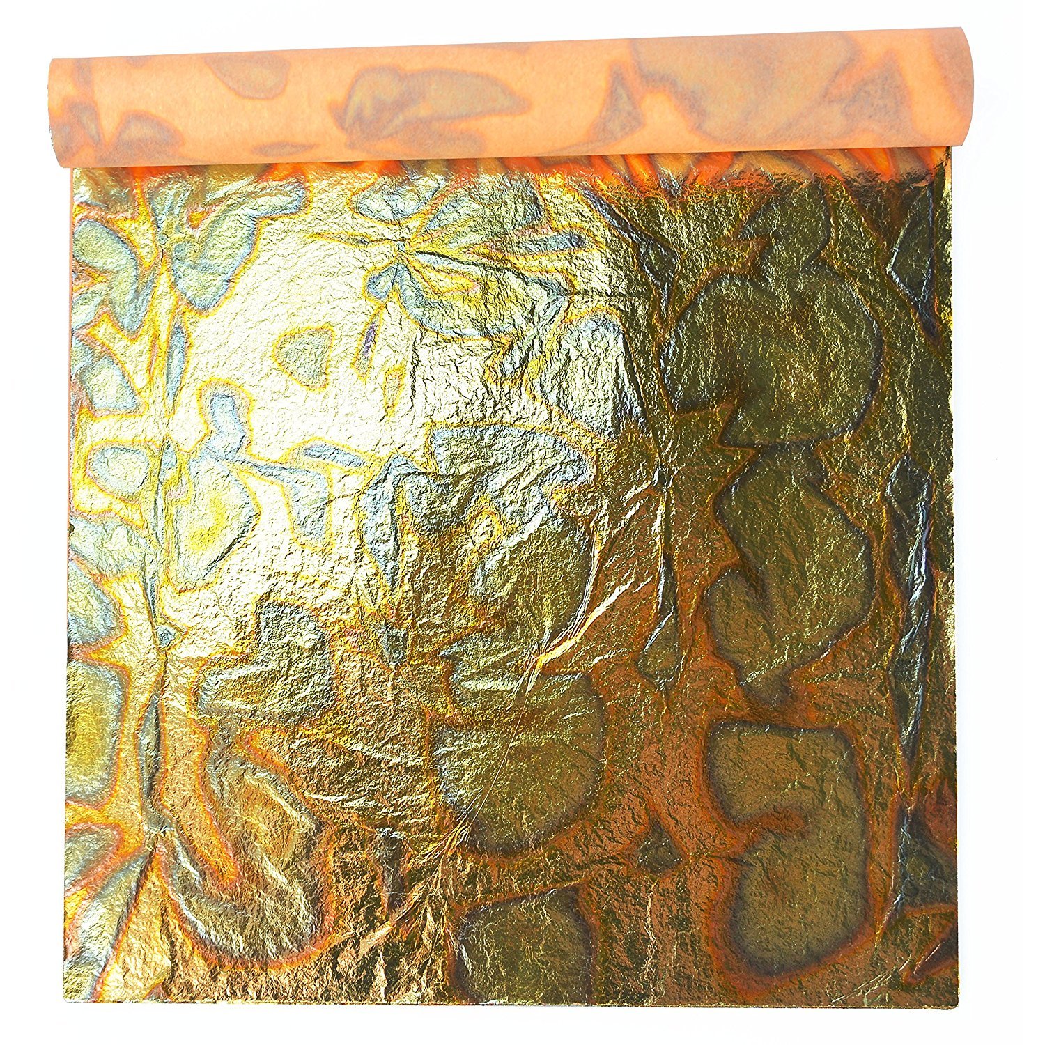 Barnabas Blattgold Variegated Gold Leaf, Color Green [25 Sheets, 5.5 inch], Metal Foil Leaf for Painting, Arts and Crafts