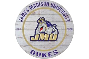 KH Sports Fan James Madison Dukes Weathered Circle Sign, 20x20 Inches, Dukes Decor for Dorm Room, Fan Cave, Living Room; Display Your Team Spirit with This Unique James Madison Dukes Wall Art