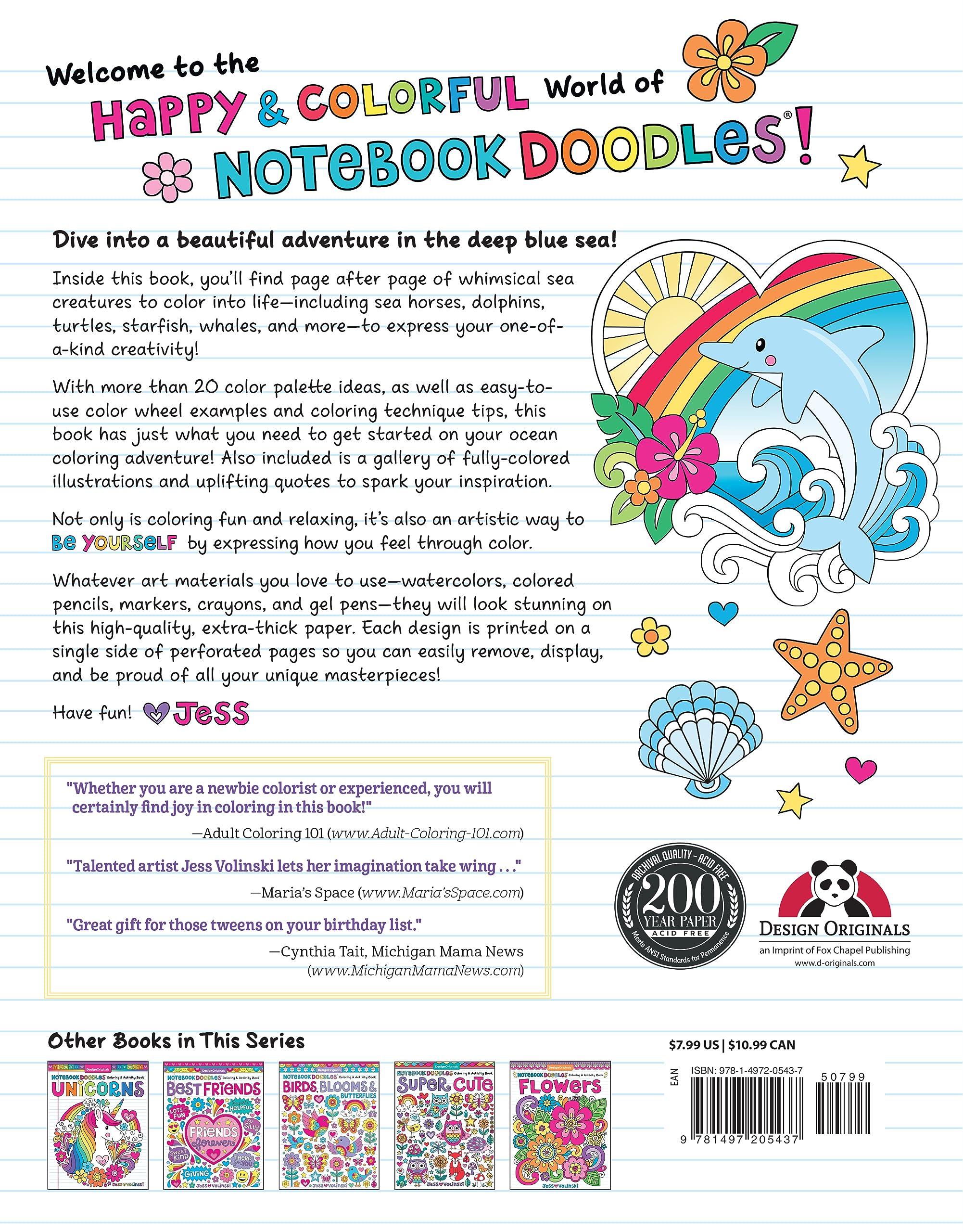 Notebook Doodles Happy Ocean: Coloring & Activity Book (Design Originals) 32 Designs of Whales, Dolphins, and More - Beginner-Friendly Inspiring Art Activities for Tweens, on Thick Perforated Paper Notebook Doodles Happy Ocean: Coloring & Activity Book (Design Originals) 32 Designs of Whales, Dolphins, and More - Beginner-Friendly Inspiring Art Activities for Tweens, on Thick Perforated Paper Note