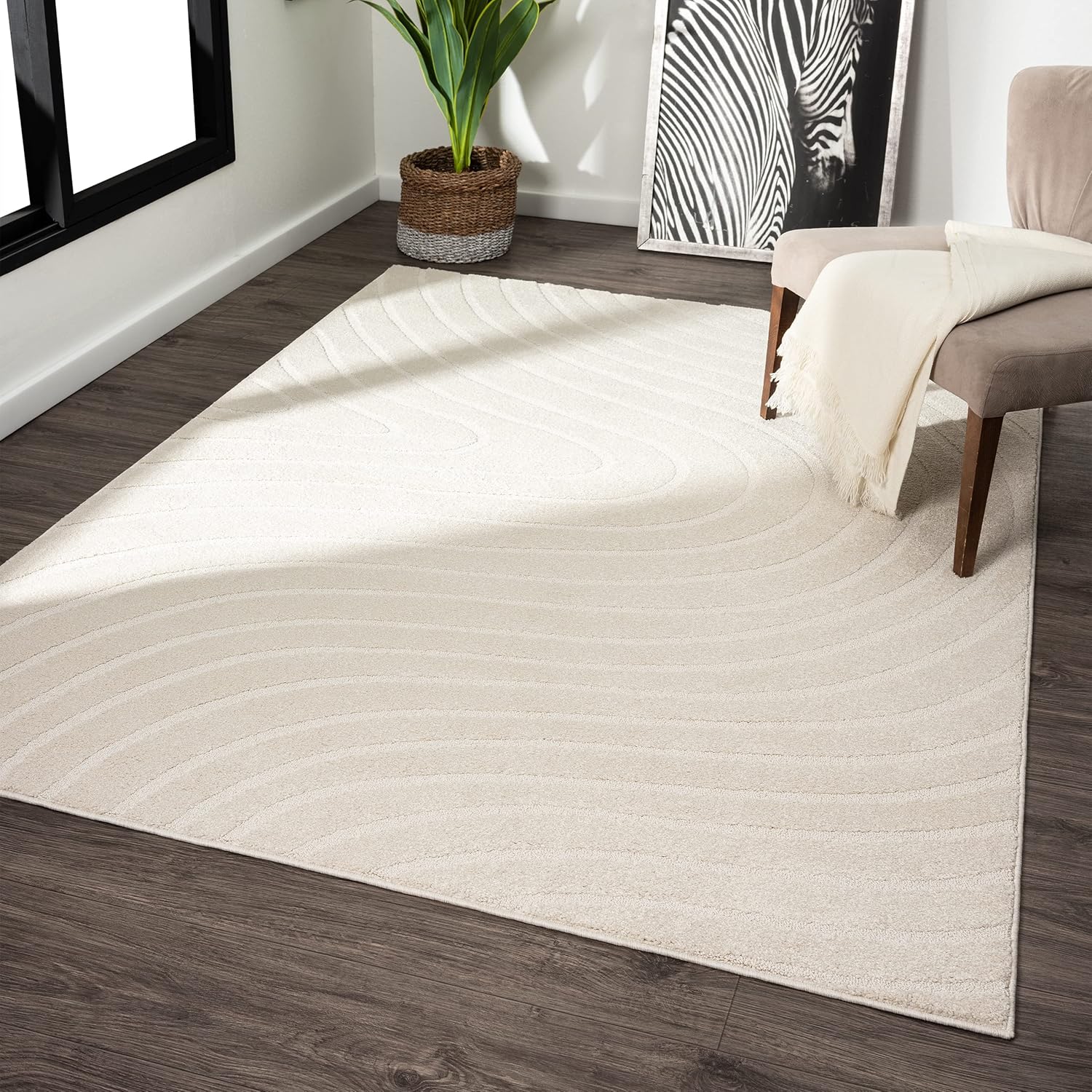 Rugs, Pads & Protectors - LUXE WEAVERS Modern Geometric Wave Cream 8x10 Area Rug