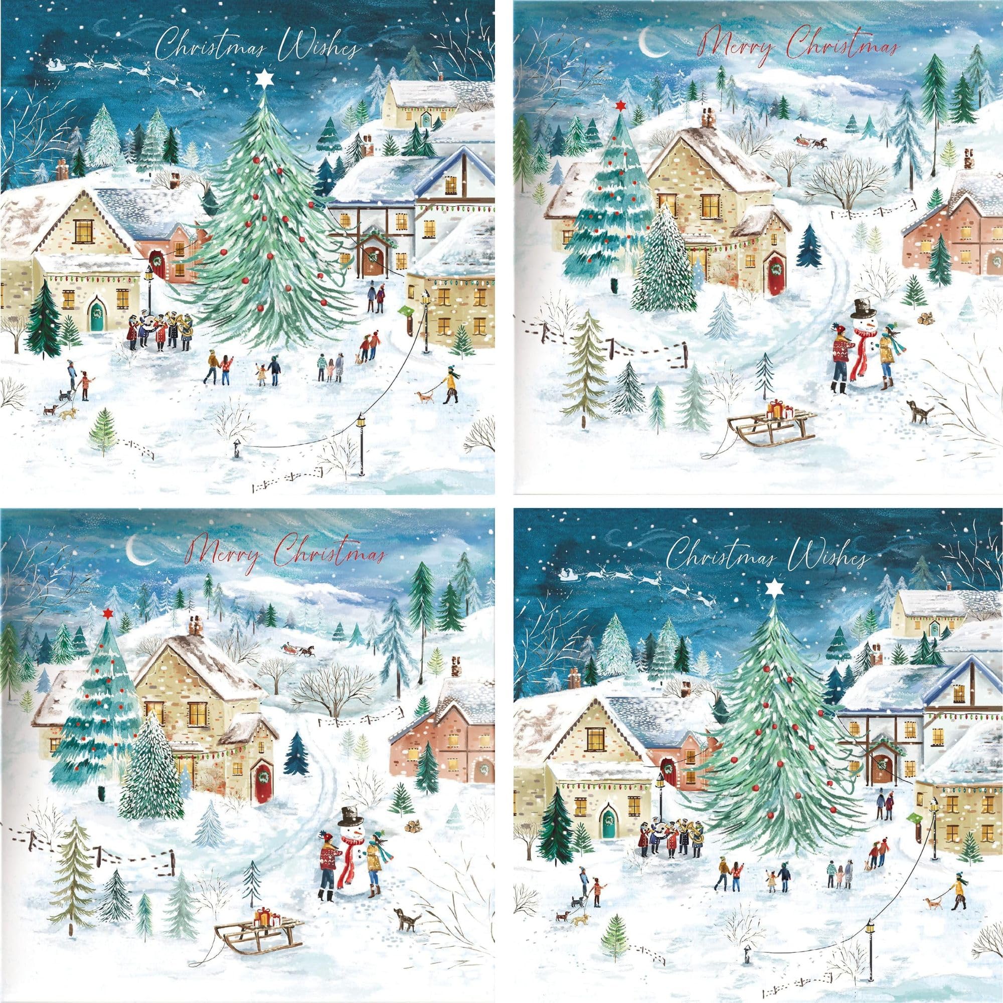 GBCC Charity Christmas Cards Pack of 20 - Festive Winter Scenes - Assorted Premium Greeting Cards Multipack with Envelopes - 10 Each of 2 Designs - Supporting UK Charities