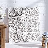 Amazon.de: Wandpaneel Holzbild Bild Ornament geschnitztes Holz weiß 60