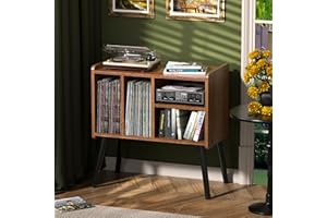 UODERS Record Player Table, Mid-Century Record Player Stand with Vinyl Storage Hold Up to 150+ Albums, Vinyl Record Cabinet w