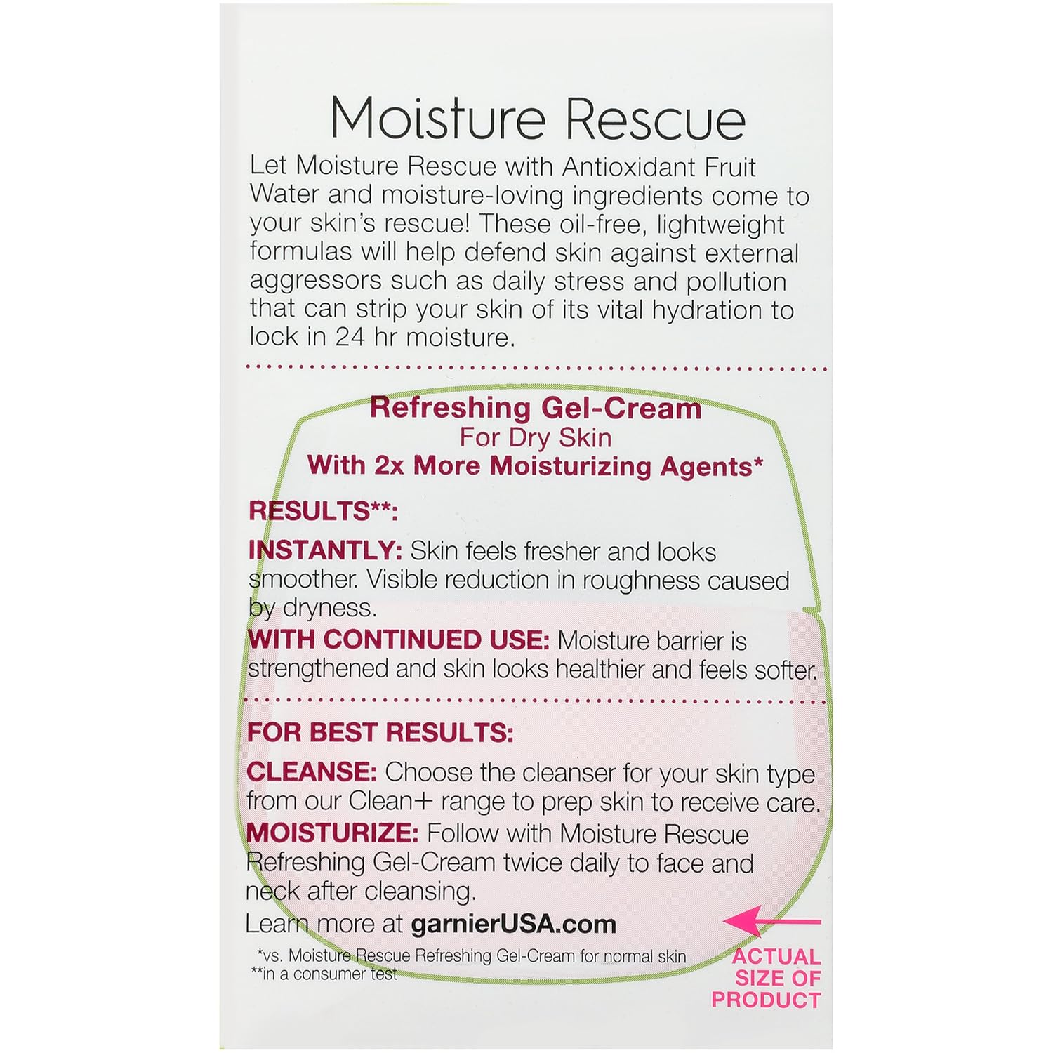 Garnier SkinActive Moisture Rescue Face Moisturizer, For Dry Skin, 1.7 oz.: Prime Pantry