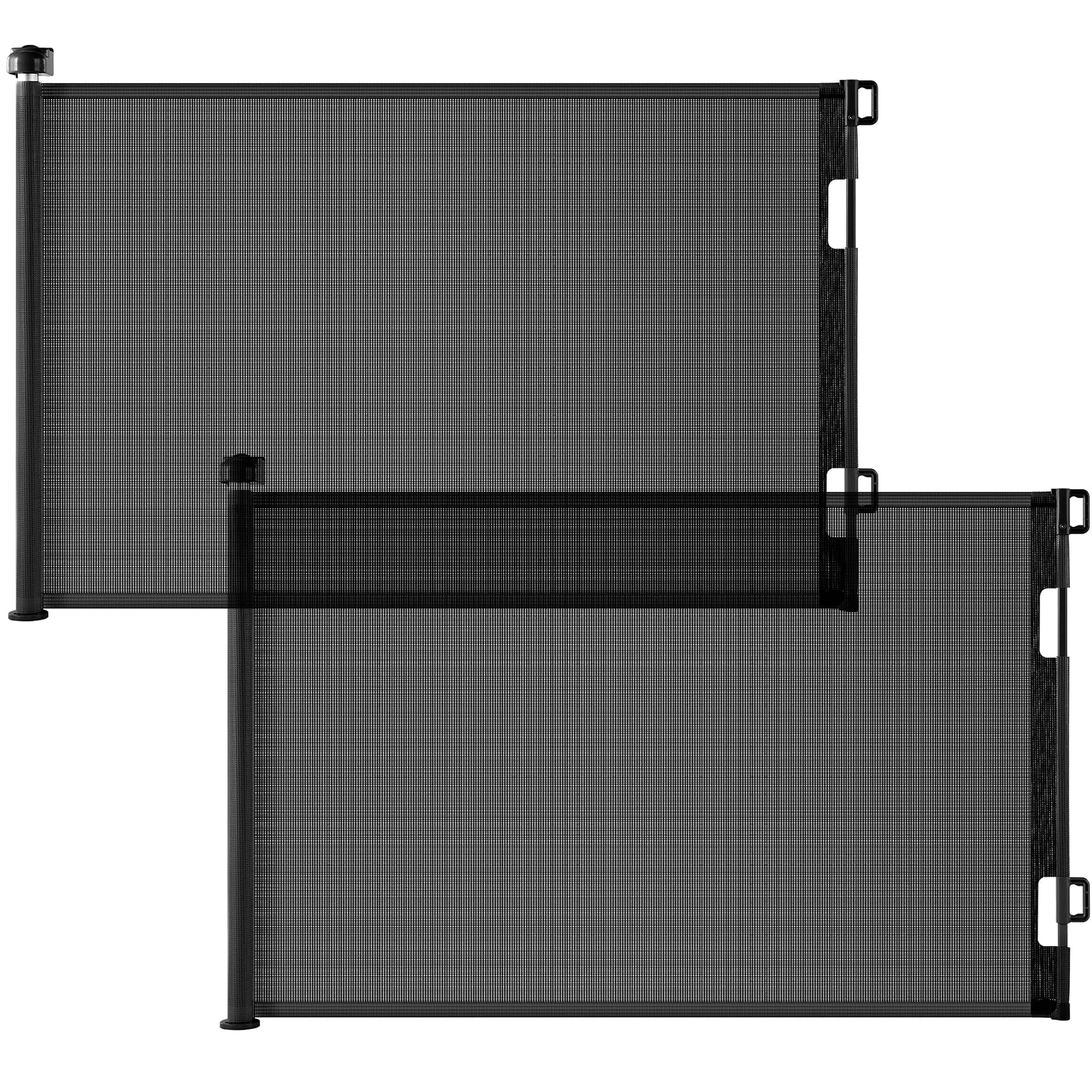 Photo 1 of Cumbor 2 Pack Safety Gate Retractable Gates for Stairs, Mesh Dog Gate for The House, Wide Pet Gate 33" Tall, Extends to 55" Wide, Long Gates for Doorways, Hallways, Indoor/Outdoor(Black)
