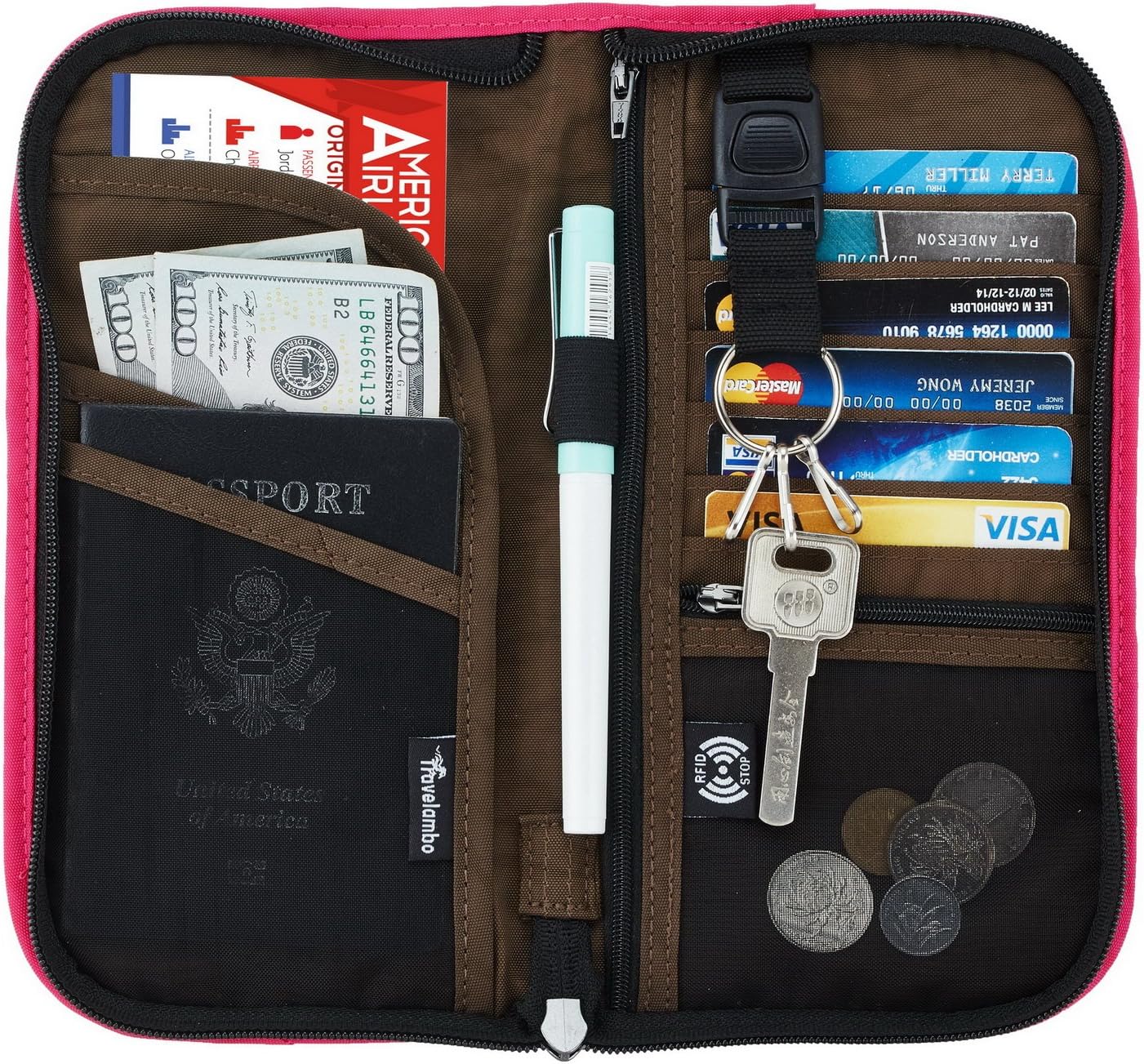 Travelambo Travel Wallet Passport Holder Wallet RFID Blocking Credit Card Holders for Men & Women
