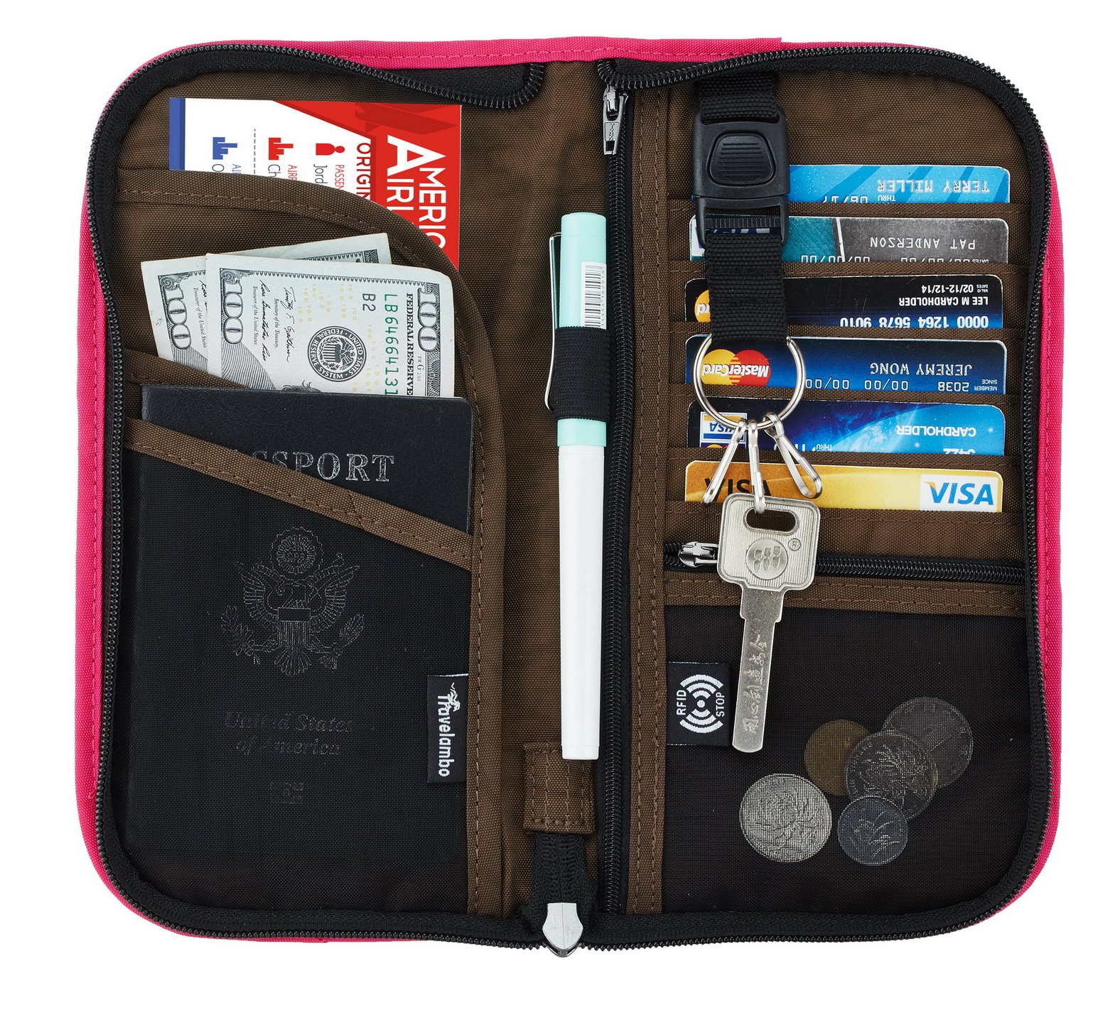 Travelambo Travel Wallet Passport Holder Wallet RFID Blocking Credit Card Holders for Men & Women