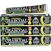 Organic Bamboo Charcoal Toothpaste 100% Natural Teeth Whitening 3 Pack Oral Care - 6.5 oz