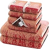 SEMAXE Bathroom Towel Set with Hanging Loop – 8-Piece Yarn Dyed Jacquard Cotton Towels, Oeko-TEX Certified, Soft & Absorbent, Gift-Ready for Bath, Spa, or Guest Use