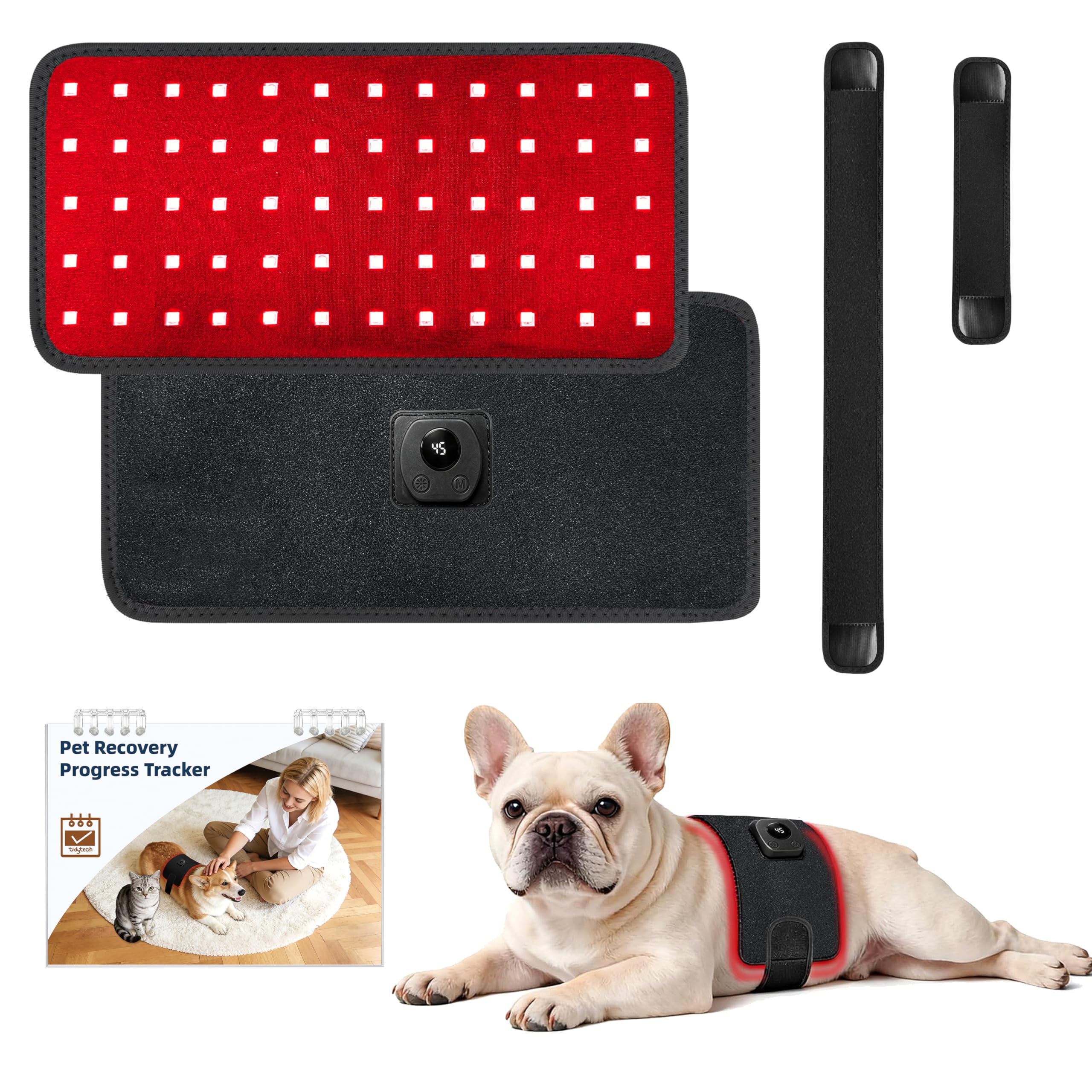 Photo 1 of Tidytech Pets Upgraded Red Light Therapy Belt, LED Infrared Therapy with 4 Modes & 4 Adjustable Timer, 60 LEDs, 660nm & 850nm Red Light, LED Screen Pet Muscle Recovery Light for Joint Relief