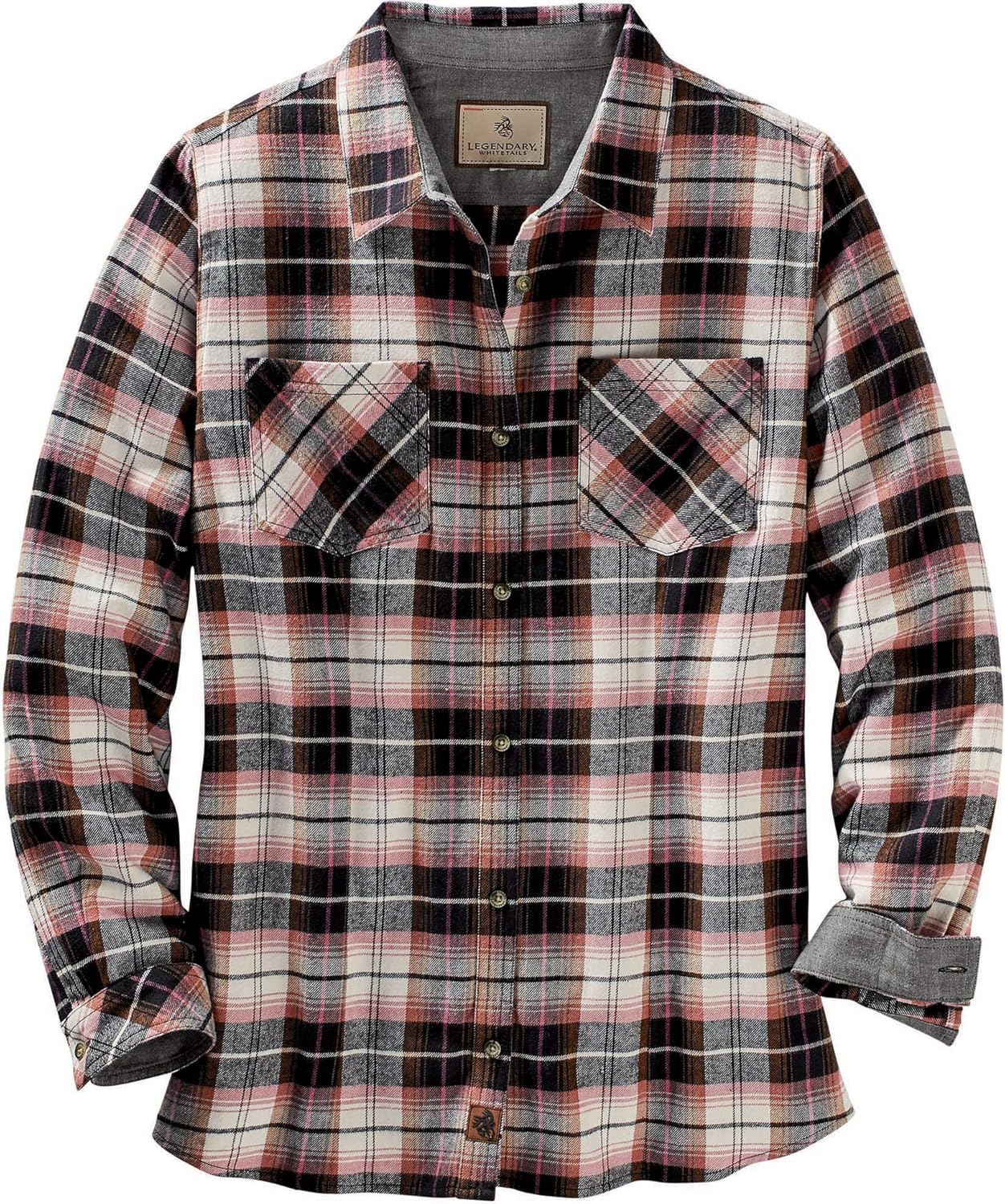 Legendary Whitetails Women's Cottage Escape Long Sleeve Button Up Flannel Shirt: Clothing