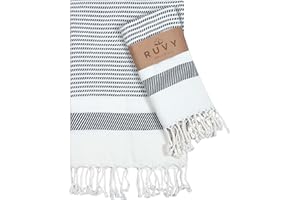 Ruvy Home Basics Turkish Hand Towels for Bathroom Set of 2 | 18"x40", Cotton | Decorative Towel for Bathroom, Kitchen, Dishcloth, Tea, Yoga, Face, Gym - Black