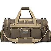 Tactical Range Duffel Heavy Duty Military Molle Gear Travel Sports Gym Bag Lockable Zippers with US Flag Patch (27 In Khaki)