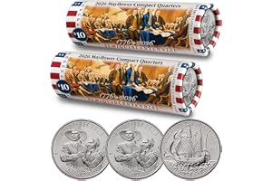 2026 P & D Set • Mayflower Compact Quarter Declaration of Independence DOI Coin Rolls • America 250th