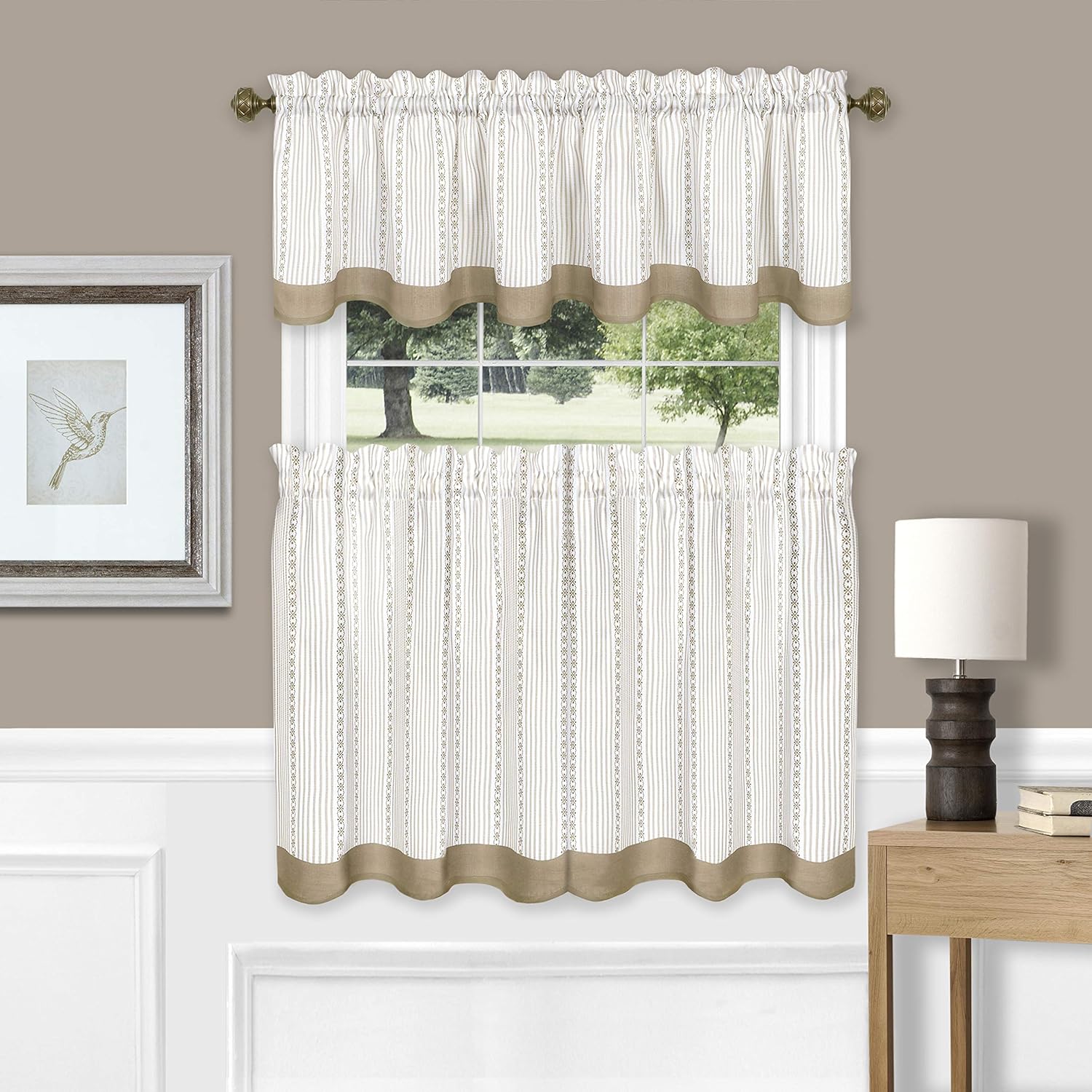 Taupe Achim Home Furnishings Westport Window Curtain Tier Pair and