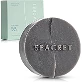SEACRET Dead Sea Mud Soap Bar - Deep Pore Purifying & Refining Facial Cleanser with 21+ Minerals and Witch Hazel, Natural Exfoliating Spa Bar for Normal to Oily Skin, SLS-Free, Fragrance-Free, 4.4 oz