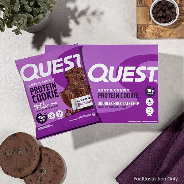 QUEST SOFT & CHEWY PROTEIN COOKIE – 15G PROTEIN – DOUBLE CHOCOLATE CHIP (12 COOKIES)
