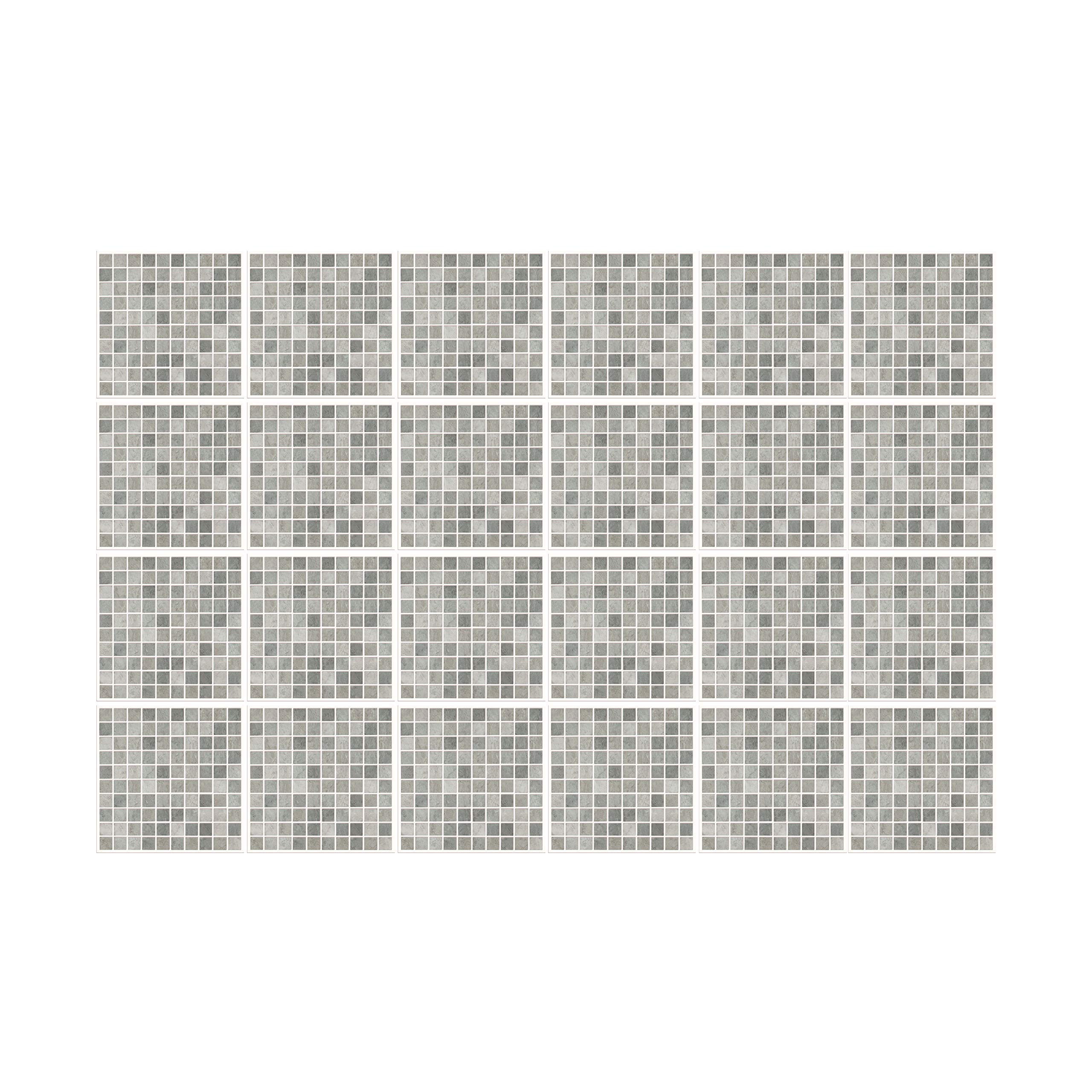 "WALPLUS 15cm(6"") 24 pcs Tile Stickers Natural Grey Limestone Mosaic Peel and Stick Backsplash Self- Adhesive Decals Vinyl Home Decors DIY Splashback Spring Easter Decoration Tile Paint Stick on Tiles", WT1591