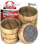 Medipaq Felt Castor Cups 8 Large 60mm Dark Wood Grain Chair Leg Protectors