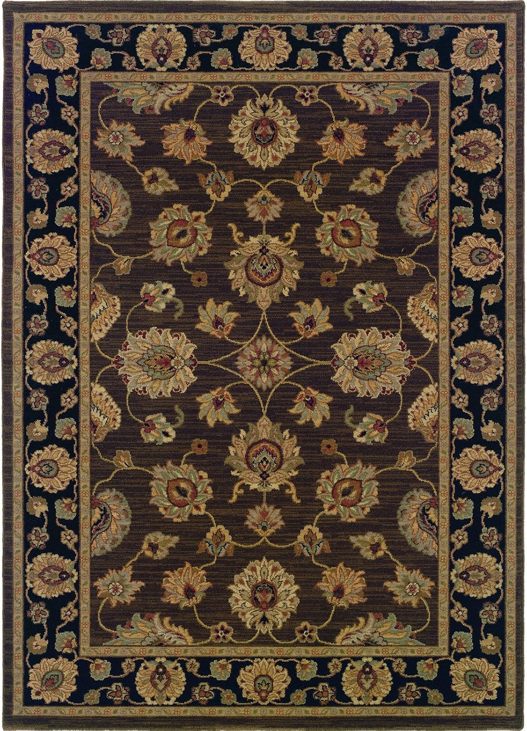 Oriental Weavers Traditional Brown Black Wool Oriental MachineWoven Area Rug