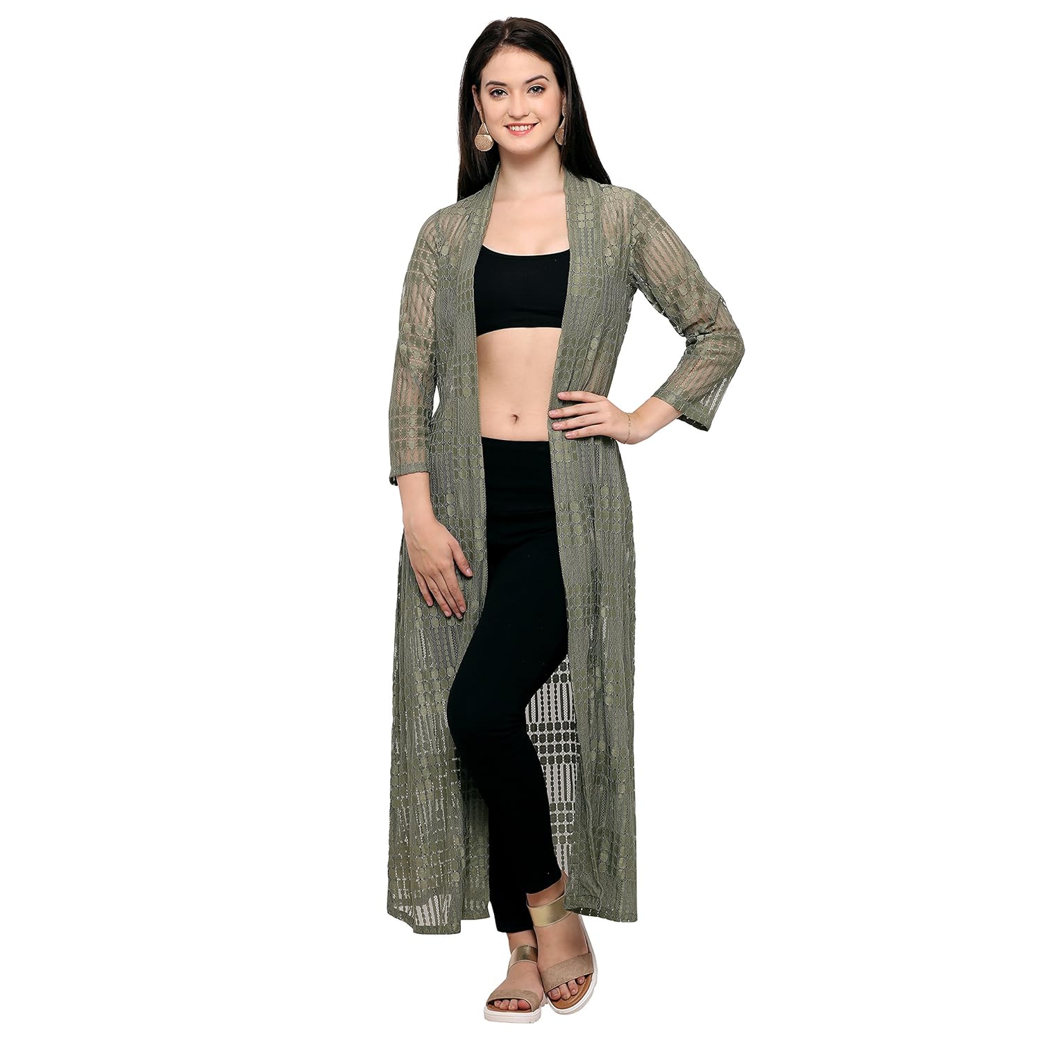 smarty pants women's lace military green long shrug (smsh-52b)