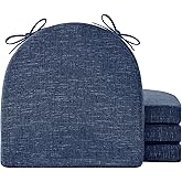 IPYNBAP Chair Cushions for Dining Chairs with Ties and Removable Cover, Dining Kitchen Chair Pads with Non-Slip Bottom, High-Resilience Indoor Seat Cushions, 16'' x 16'' x 2'', Set of 4, Navy